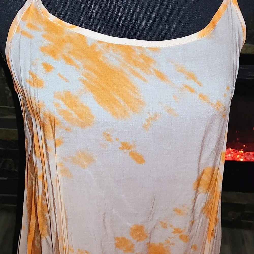 Tye Dye Orange Sherbet Long Top Size S or M NEW - Picture 2 of 4